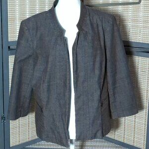 Roz & Ali Brown 3/4 Sleeve Moto-styled Jacket